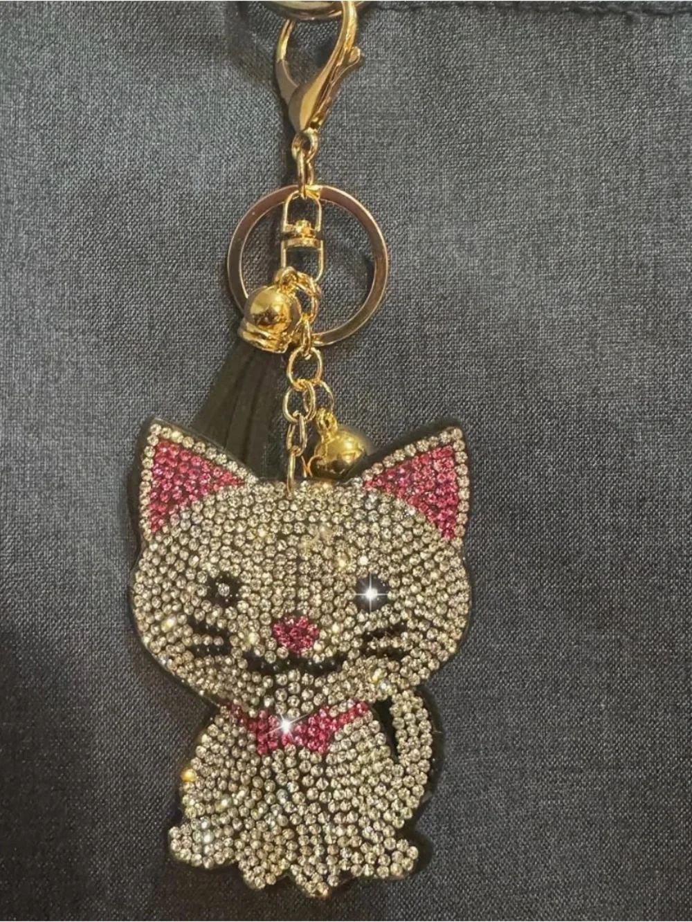 Sparkling Cat Keychain - Pink & Silver